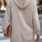 Parchment Drawstring Kangaroo Pocket Quilted Hooded Dress