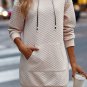 Parchment Drawstring Kangaroo Pocket Quilted Hooded Dress