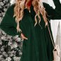 Blackish Green Velvet Button Front Shirt Mini Dress