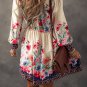 Apricot Floral Print Buttoned High Waist Shirt Mini Dress