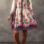 Apricot Floral Print Buttoned High Waist Shirt Mini Dress