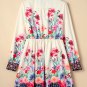 Apricot Floral Print Buttoned High Waist Shirt Mini Dress