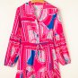 Rose Boho Abstract Printed Puff Sleeve Drawstring Waist Ruffled Mini Dress