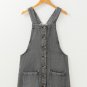 Medium Grey Wide Strap Button Front Pocketed Denim Mini Dress