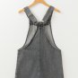 Medium Grey Wide Strap Button Front Pocketed Denim Mini Dress