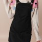 Black Solid Front Pockets Sleeveless Corduroy Overall Dress