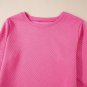 Rose Red Solid Color Textured Long Sleeve Shift Dress