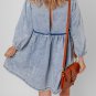 Beau Blue Light Wash High Waist Loose Fit Denim Mini Dress