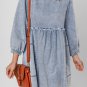 Beau Blue Light Wash High Waist Loose Fit Denim Mini Dress
