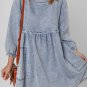 Beau Blue Light Wash High Waist Loose Fit Denim Mini Dress