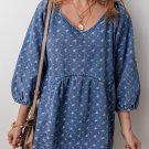 Ashleigh Blue Textured Open Back Loose Fit Denim Dress
