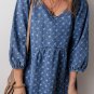 Ashleigh Blue Textured Open Back Loose Fit Denim Dress