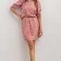 Tomato Red Leopard Print Long Sleeve Hollowed Back Split Mini Dress