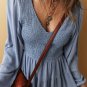 Ashleigh Blue Long Sleeve V Neck Smocked Tiered Mini Dress