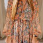 Orange Paisley Print Loose Fit Drawstring High Waist Mini Dress