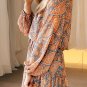 Orange Paisley Print Loose Fit Drawstring High Waist Mini Dress