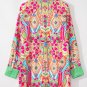 Orange Western Geometric Print Cuffed Shift Shirt Dress