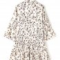 Khaki Leopard Print Buttoned Front 3/4 Sleeve Tiered Ruffled Hem Dress