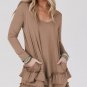 Goat Scoop Neck Tiered Ruffled Hem Long Sleeve Mini Dress