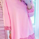 Bonbon Sequin Trim Bracelet Sleeve Shift Crew Neck Short Dress