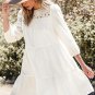 White Floral Lace Patchwork Bracelet Sleeve Tiered Mini Dress