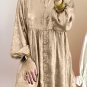 Apricot Metallic Sheen Puff Sleeve Button Up Mini Shirt Dress