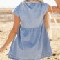 Beau Blue Lapel Neck Cap Sleeve High Waist Denim Babydoll Dress