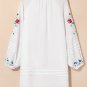 White Floral Print Boho Tassel Tie Split Neck Tucking Detail Mini Dress