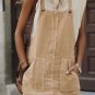 Parchment Side Buttons Sleeveless Overall Mini Dress