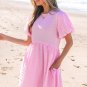Bonbon Textured Bubble Sleeve High Waist Mini Dress
