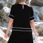 Black Contrast Scallop Trim Bow Detail Half Sleeve Shift Dress