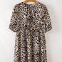 Multicolour Leopard Tie Front Puff Sleeve Short Flared Dress