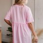 Light Pink Solid Color Pocketed Raw Edge Babydoll Dress