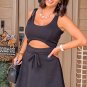 Black Cut Out Front High Waist Tank Mini Dress