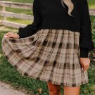 Black Plaid Patchwork High Waist Sweatshirt Mini Dress