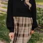 Black Plaid Patchwork High Waist Sweatshirt Mini Dress