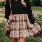 Black Plaid Patchwork High Waist Sweatshirt Mini Dress
