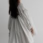 White Stripe Checkered Frilled V Neck Bracelet Sleeve Babydoll Dress