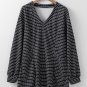 Black Striped V Neck Long Puff Sleeve Shift Dress