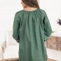 Mist Green Tie Neck Boho Floral Pattern Puff Sleeve Shift Dress
