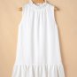 White Textured Frilled High Neck Sleeveless Ruffled Mini Dress