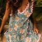 Sky Blue Floral Ricrac Trim V Neck Shift Mini Tank Dress
