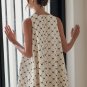White Bow Checker Pearled Buttons Back Ruffled Sleeveless Mini Dress