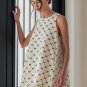 White Bow Checker Pearled Buttons Back Ruffled Sleeveless Mini Dress
