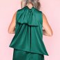 Evergreen Bow Tie Satin Shift Sleeveless Mini Dress