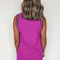 Purple Orchid Color Contrast Trim V Neck Shift Sleeveless Mini Dress