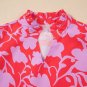 Red Floral Three Quarter Sleeves Ruffle Hem Mini Dress