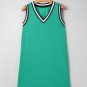 Mint Green Color Contrast Trim V Neck Shift Sleeveless Mini Dress