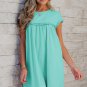 Mint Green Frilled Trim Crew Neck Loose Fit Mini Dress