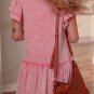 Sachet Pink Mineral Wash Raw Edge Ruffle Mini Dress